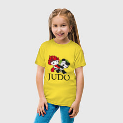 Футболка хлопковая детская ПАНДЫ ДЗЮДОИСТЫ PANDA JUDO, цвет: желтый — фото 2