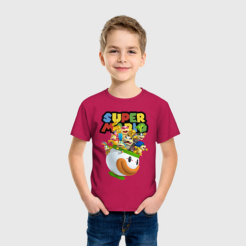 Детская футболка Компашка персонажей Super Mario / Маджента – фото 3