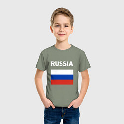 Футболка хлопковая детская Russian Flag, цвет: авокадо — фото 2