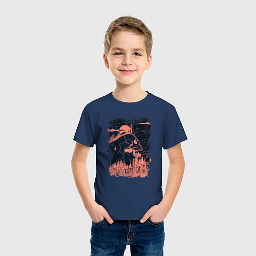 Детская футболка Скала Череп и Бег / Тёмно-синий – фото 3