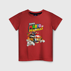 Футболка хлопковая детская Tiger-Bowser Super Mario 3D World, цвет: красный