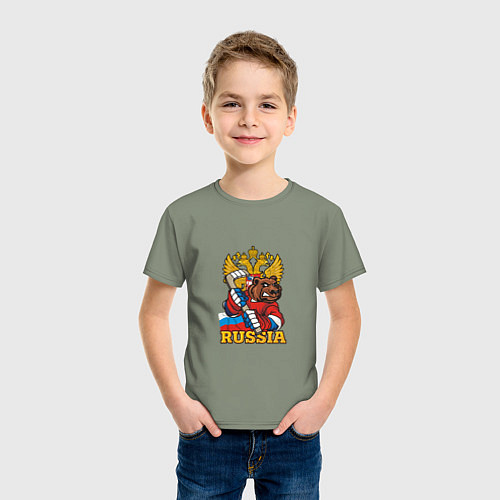 Детская футболка Хоккей - Russia / Авокадо – фото 3
