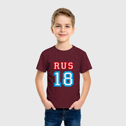 Детская футболка RUS 18 / Меланж-бордовый – фото 3