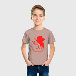 Футболка хлопковая детская Nerv в Neon Genesis Evangelion, цвет: пыльно-розовый — фото 2