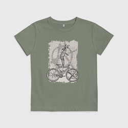 Футболка хлопковая детская Kitty bike punk, цвет: авокадо