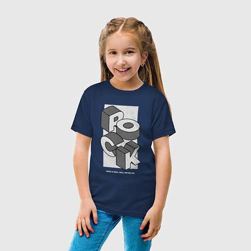 Детская футболка Rock&Roll never dies / Тёмно-синий – фото 4