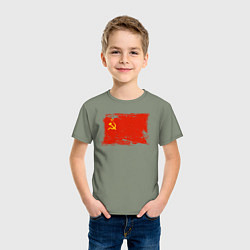 Футболка хлопковая детская Рваный флаг СССР, цвет: авокадо — фото 2