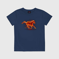 Футболка хлопковая детская Fire horse огненная лошадь, цвет: тёмно-синий