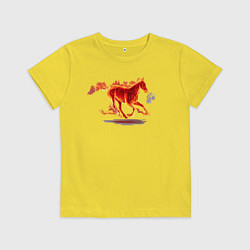Футболка хлопковая детская Fire horse огненная лошадь, цвет: желтый