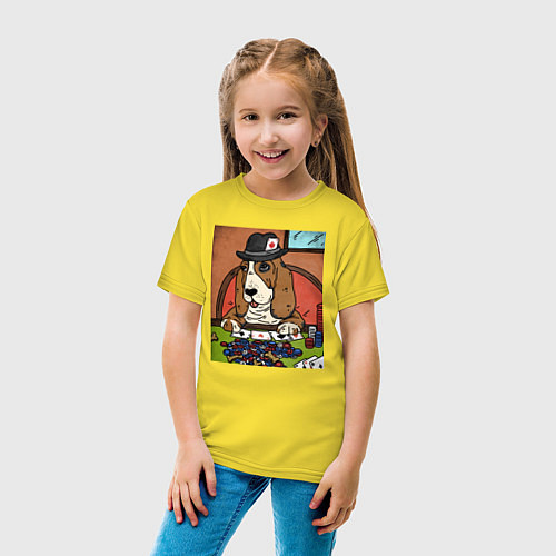 Детская футболка Бассет-хаунд с картами / Желтый – фото 4