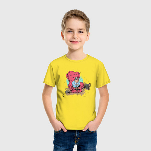 Детская футболка Старушка вяжет колючую проволоку / Желтый – фото 3