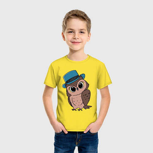 Детская футболка Совушка в шляпке / Желтый – фото 3
