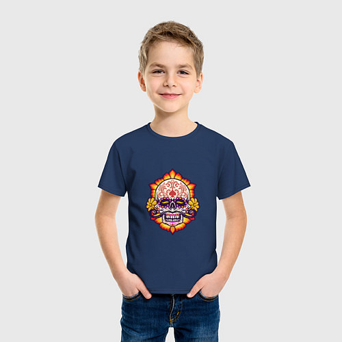 Детская футболка Poker Skull / Тёмно-синий – фото 3