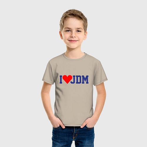 Детская футболка I love JDM! / Миндальный – фото 3