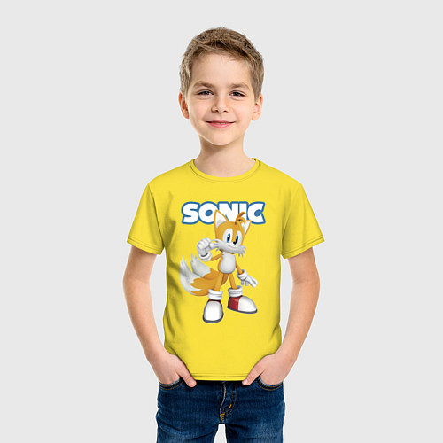 Детская футболка Майлз Тейлз Прауэр Sonic Видеоигра / Желтый – фото 3