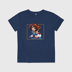 Футболка хлопковая детская Харухи art, цвет: тёмно-синий