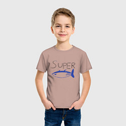 Футболка хлопковая детская Super tuna jin, цвет: пыльно-розовый — фото 2