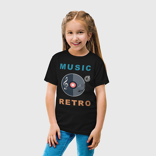 Детская футболка Ретро музыка - Виниловая пластинка / Черный – фото 4