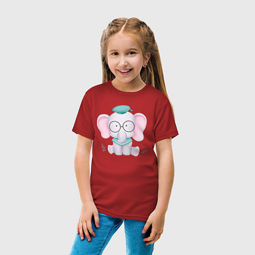 Детская футболка Милый Слонёнок Готов К Школе / Красный – фото 4