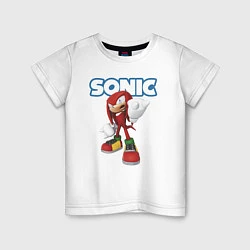 Футболка хлопковая детская Knuckles Echidna Sonic Video game Ехидна Наклз Вид, цвет: белый