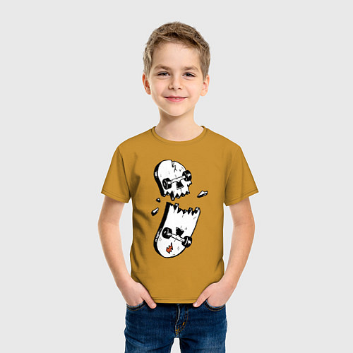 Детская футболка Skateboard Skull Иллюзия Hype / Горчичный – фото 3