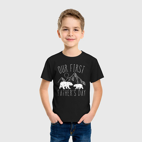 Детская футболка Наш первый День Отца медведи / Черный – фото 3