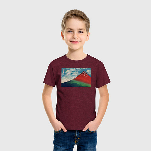 Детская футболка Fine Wind, Clear Morning Гора Фудзи / Меланж-бордовый – фото 3