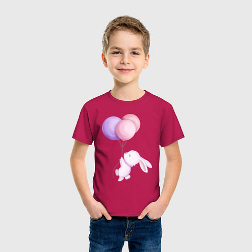 Детская футболка Милый Крольчонок С Тремя Воздушными Шариками / Маджента – фото 3