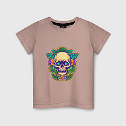 Футболка хлопковая детская Summer - Skull, цвет: пыльно-розовый