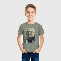Футболка хлопковая детская Кот - пилот The pilot Cat, цвет: авокадо — фото 2