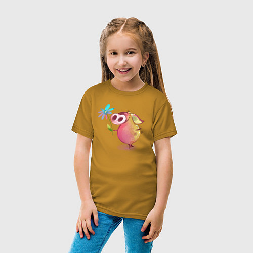 Детская футболка Милый поросенок с цветами / Горчичный – фото 4