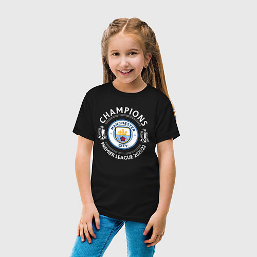 Детская футболка Manchester City Champions 2122 / Черный – фото 4