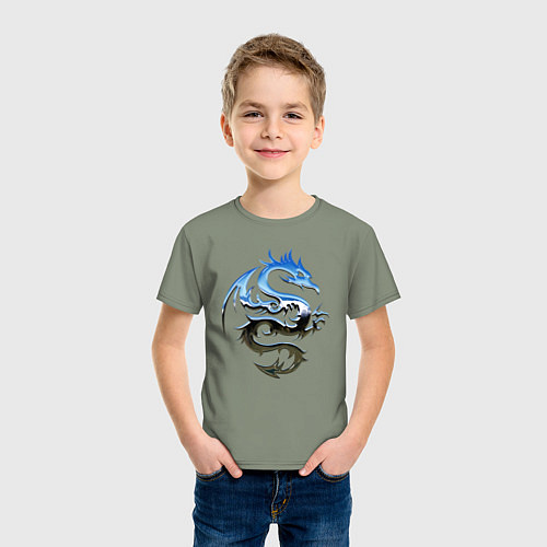 Детская футболка Хромированный дракон / Авокадо – фото 3