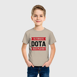 Футболка хлопковая детская Dota: таблички Ultimate и Best Player, цвет: миндальный — фото 2