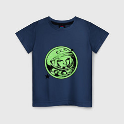 Футболка хлопковая детская Gagarin in green, цвет: тёмно-синий