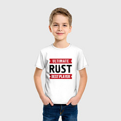 Футболка хлопковая детская Rust: таблички Ultimate и Best Player, цвет: белый — фото 2