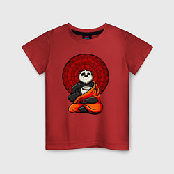 Футболка хлопковая детская Медитация панды Дзен, цвет: красный
