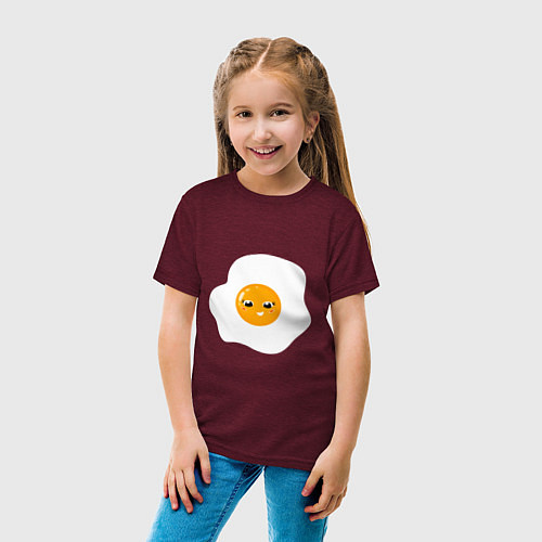 Детская футболка Веселая яичница глазунья, завтрак с улыбкой / Меланж-бордовый – фото 4