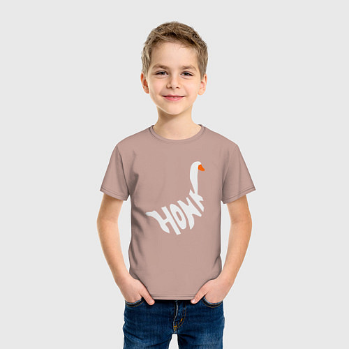 Детская футболка Honk White Гусь Белый / Пыльно-розовый – фото 3