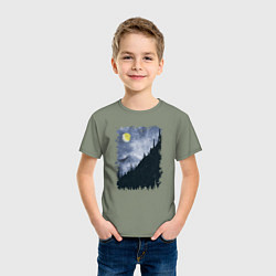 Футболка хлопковая детская Медведи на склоне, цвет: авокадо — фото 2