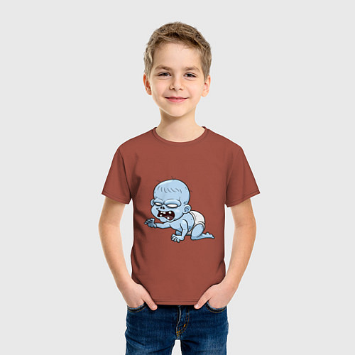 Детская футболка Ребёнок Зомби / Кирпичный – фото 3