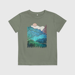 Детская футболка Большие горы и маленький медведь