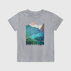 Детская футболка Большие горы и маленький медведь