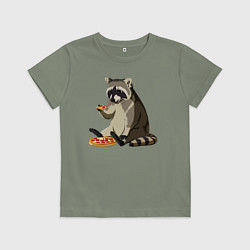 Детская футболка Енот кушает пиццу