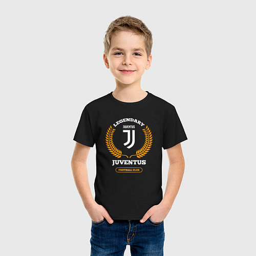 Детская футболка Лого Juventus и надпись Legendary Football Club / Черный – фото 3