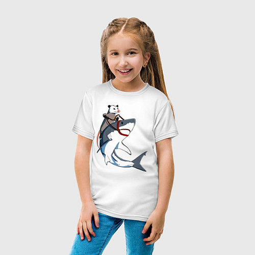 Детская футболка Опоссум верхом на акуле / Белый – фото 4
