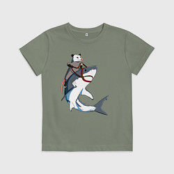 Детская футболка Опоссум верхом на акуле