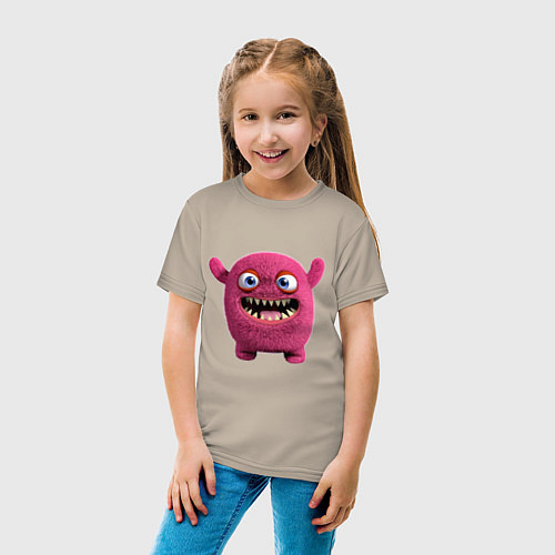 Детская футболка FLUFFY COLORED MONSTER / Миндальный – фото 4