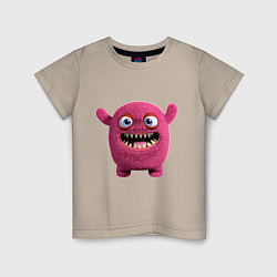 Футболка хлопковая детская FLUFFY COLORED MONSTER, цвет: миндальный