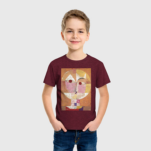 Детская футболка Senecio Абстрактное лицо / Меланж-бордовый – фото 3